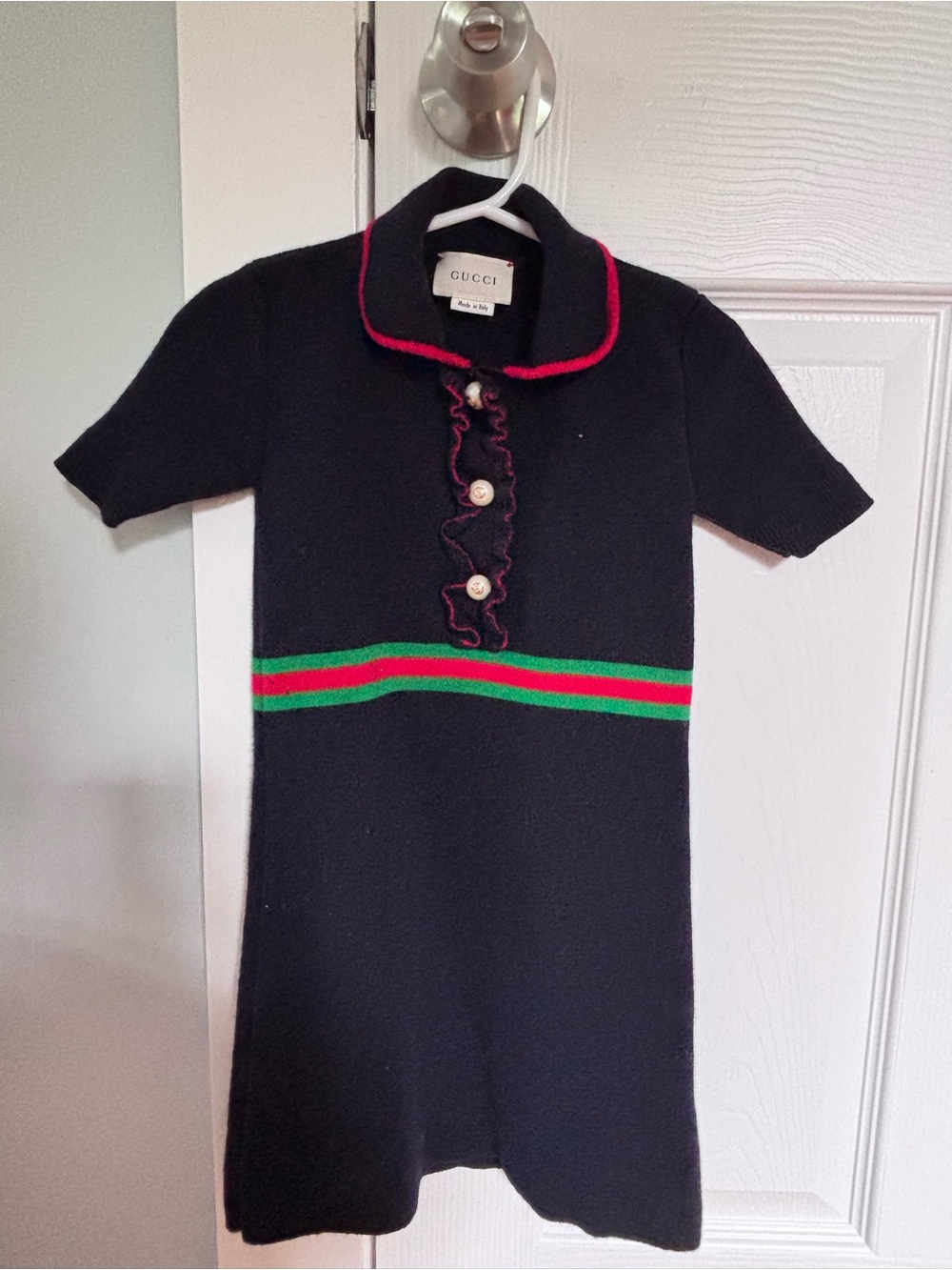 Gucci Navy Knit Dress with Red/Green trim